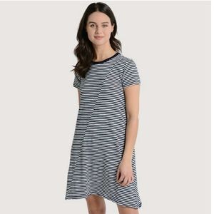 ATM Striped Navy and White Cotton Dress